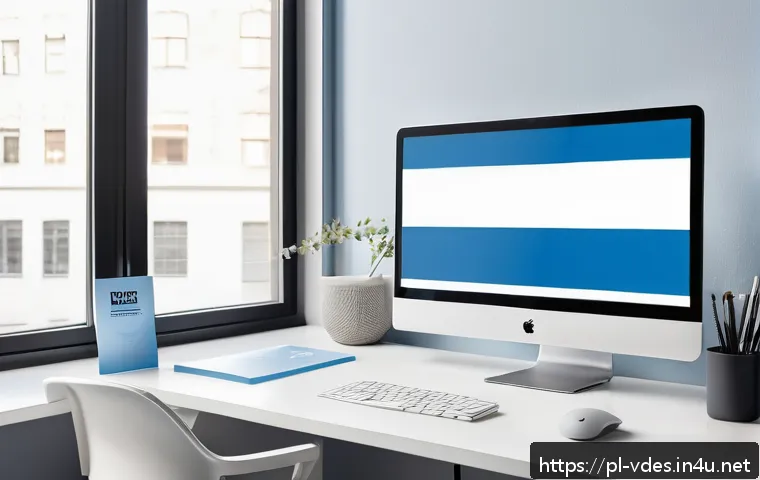 시각디자인과 비즈니스 전략 - A modern, clean branding workspace scene featuring a designer’s desk with a high-resolution computer...