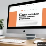 Home 21 시각디자인 실무 사례 연구 - A modern Polish web design workspace showcasing a dual-monitor setup displaying a website with bold ...